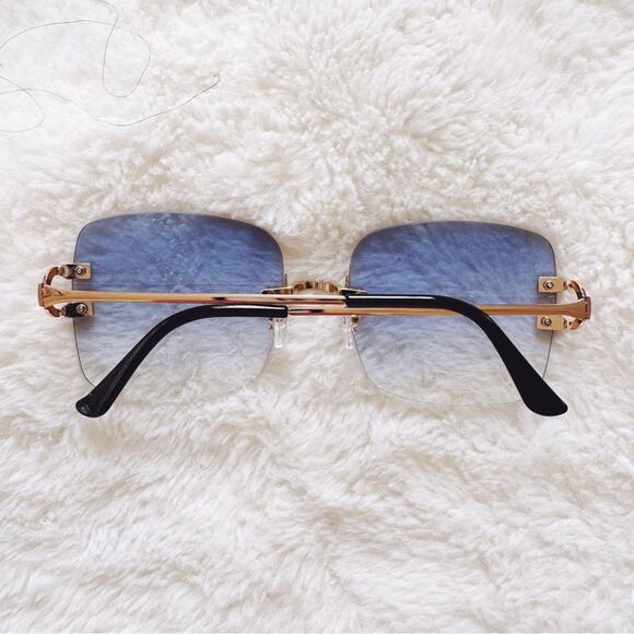 Laurel Clear Blue Rimless Sleek Sunglasses - Picture 11 of 11